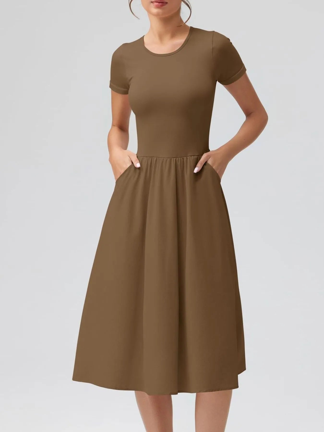 Round Neck Short Sleeve Dress designed for comfort and style at Lookzlike