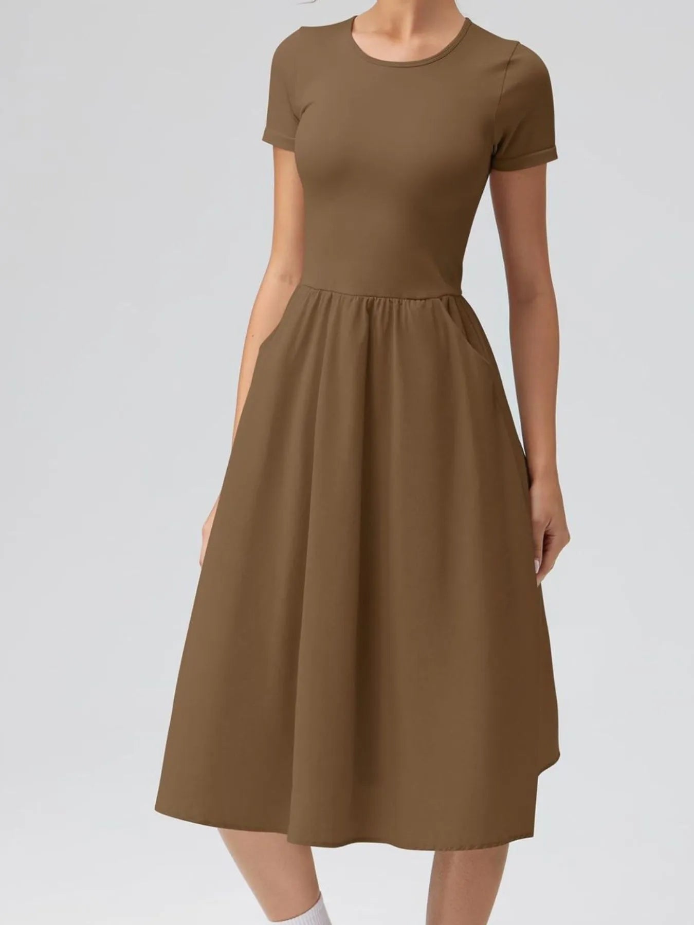 Round Neck Short Sleeve Dress designed for comfort and style at Lookzlike