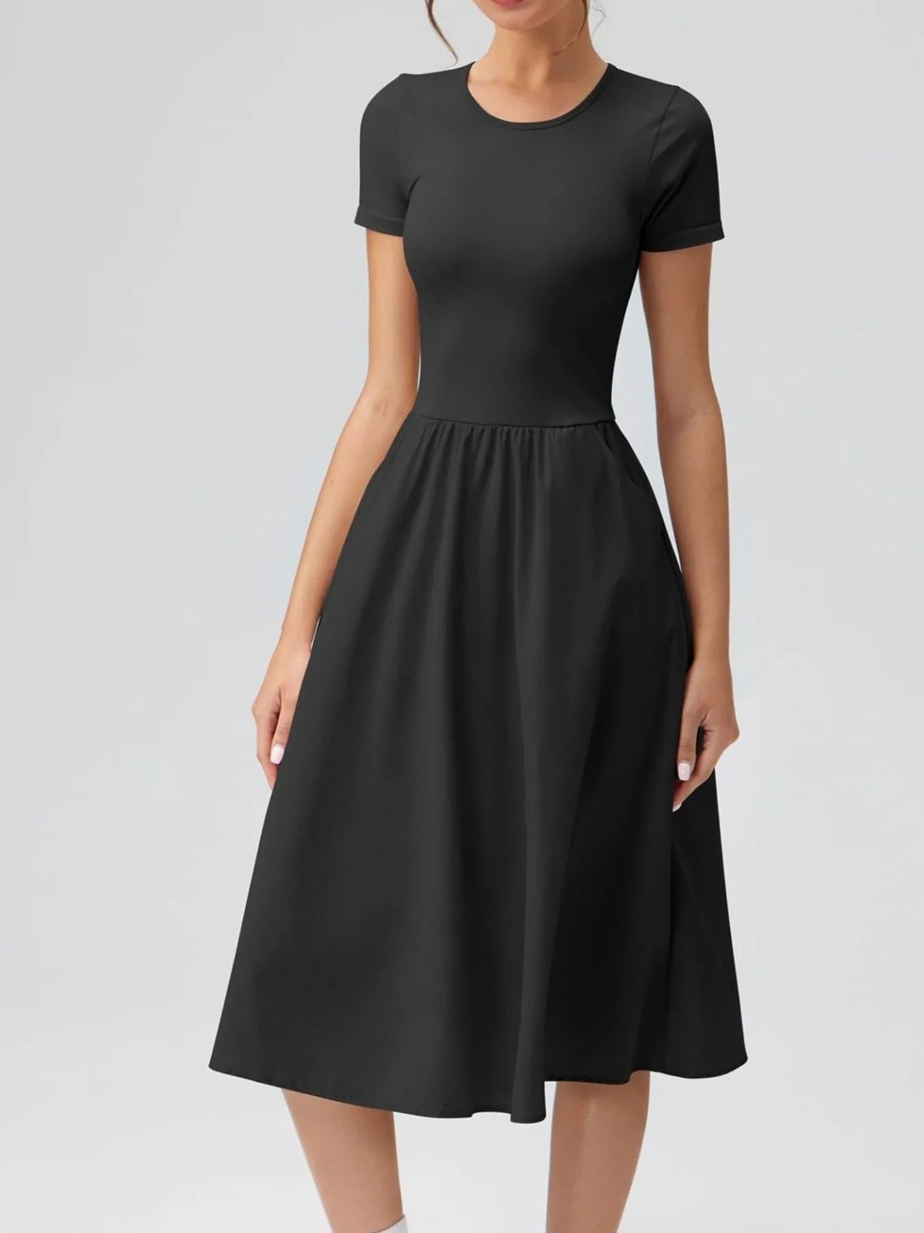 Round Neck Short Sleeve Dress designed for comfort and style at Lookzlike