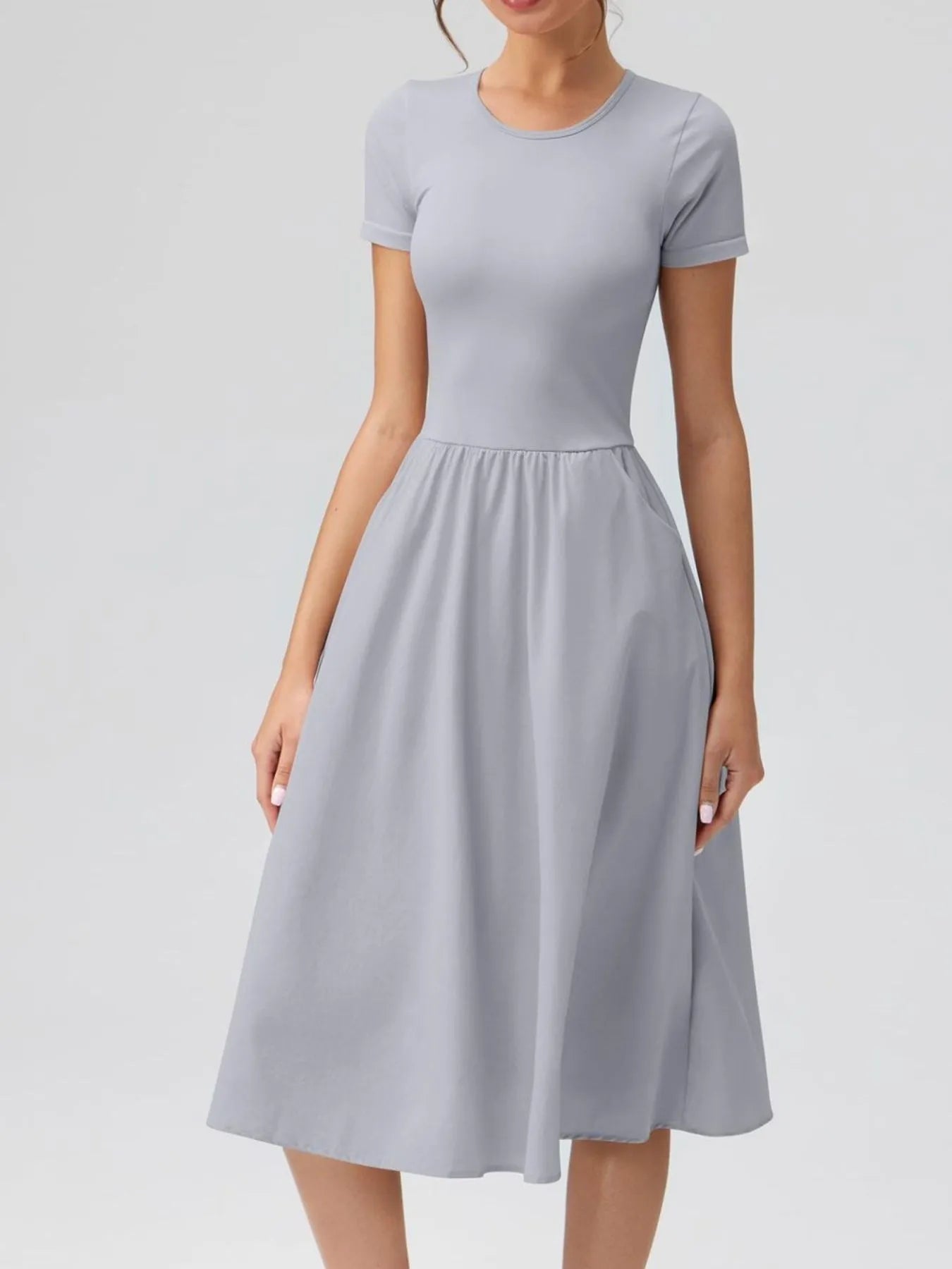 Round Neck Short Sleeve Dress designed for comfort and style at Lookzlike