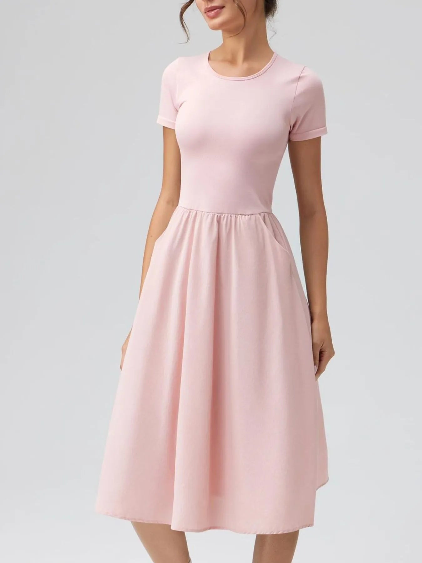 Round Neck Short Sleeve Dress designed for comfort and style at Lookzlike