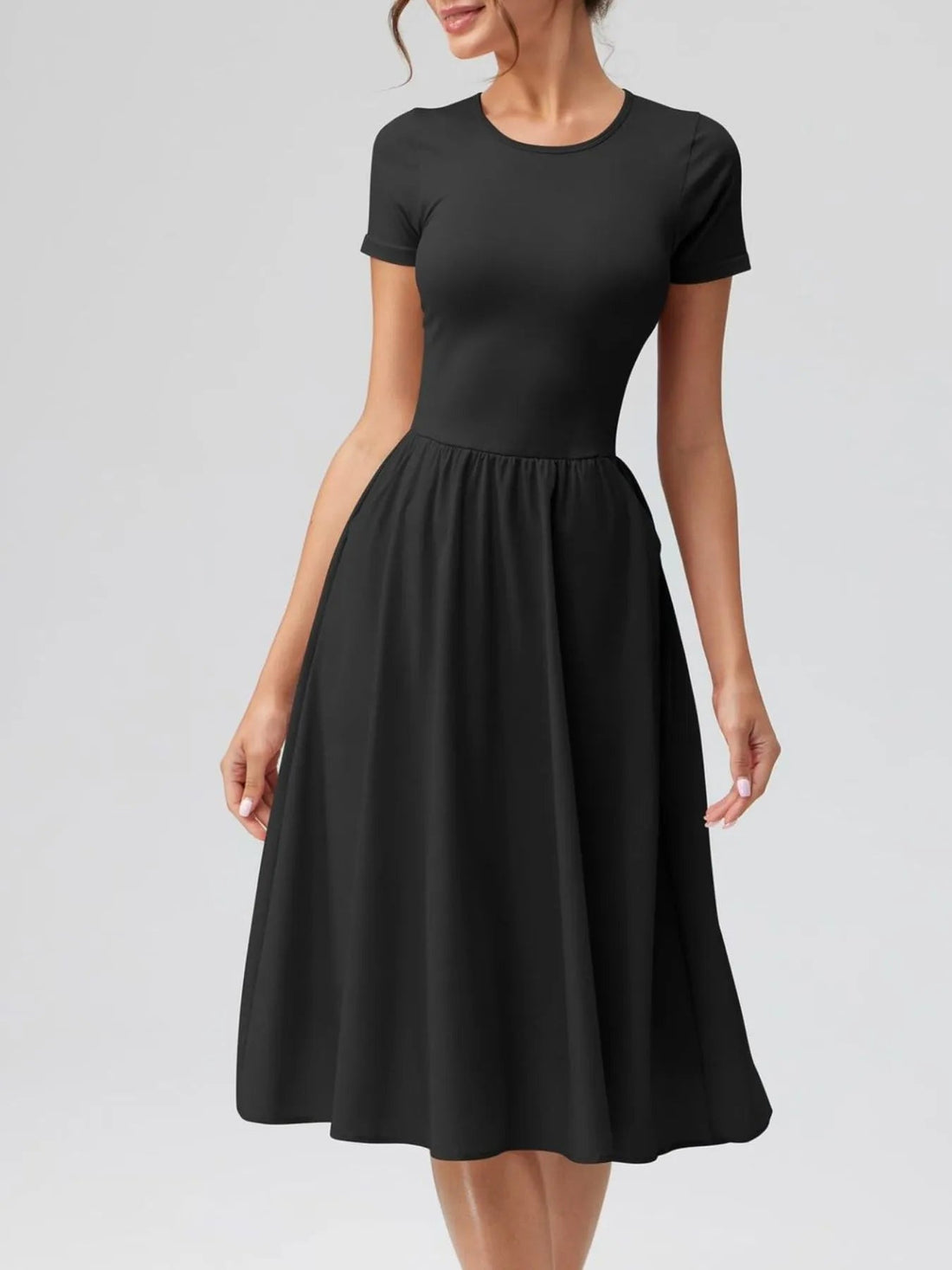 Round Neck Short Sleeve Dress designed for comfort and style at Lookzlike