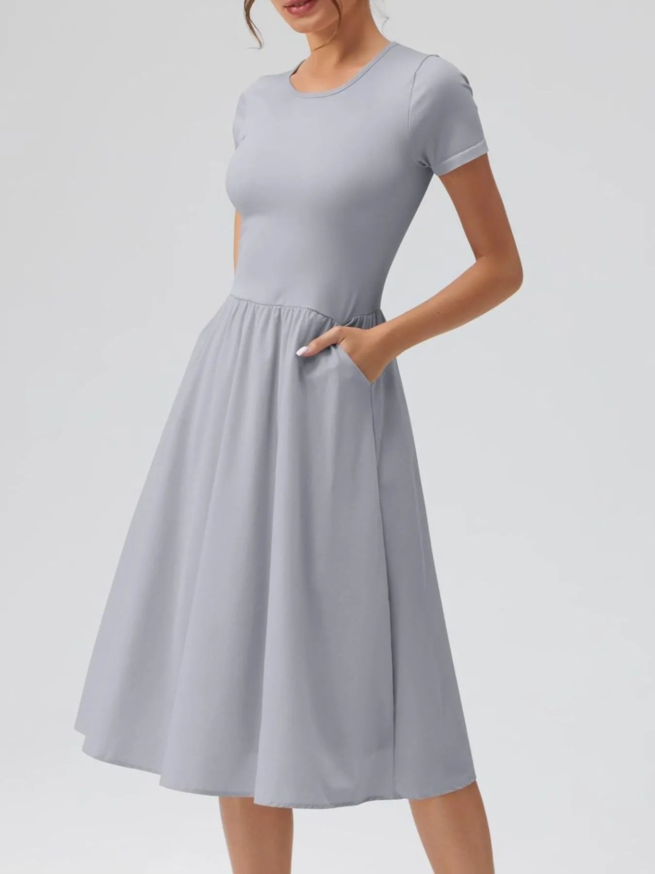 Round Neck Short Sleeve Dress designed for comfort and style at Lookzlike