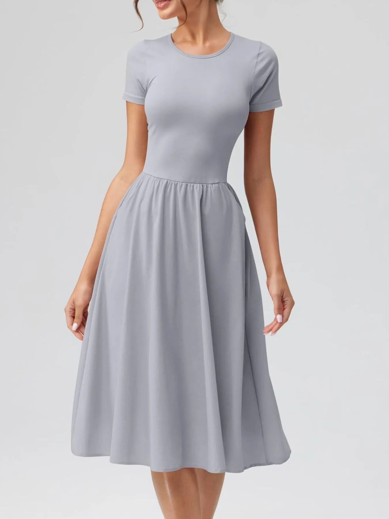 Round Neck Short Sleeve Dress designed for comfort and style at Lookzlike