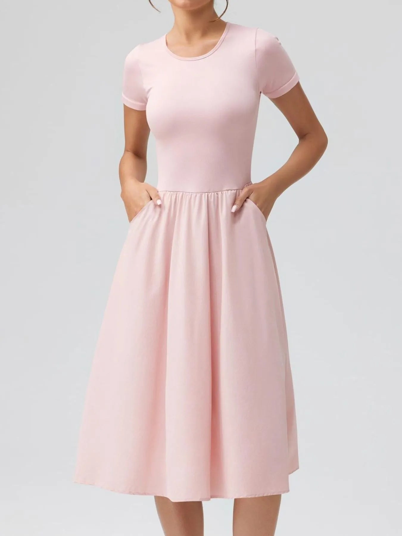 Round Neck Short Sleeve Dress designed for comfort and style at Lookzlike