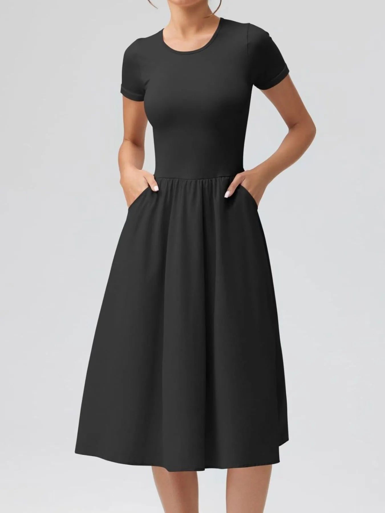Round Neck Short Sleeve Dress designed for comfort and style at Lookzlike
