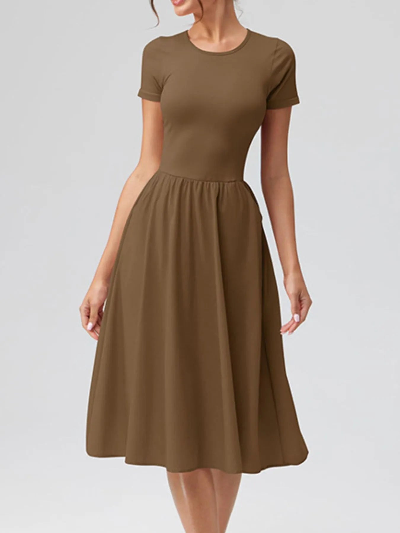 Round Neck Short Sleeve Dress designed for comfort and style at Lookzlike