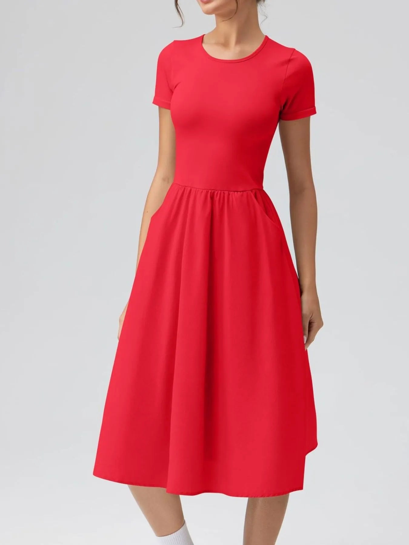 Round Neck Short Sleeve Dress designed for comfort and style at Lookzlike