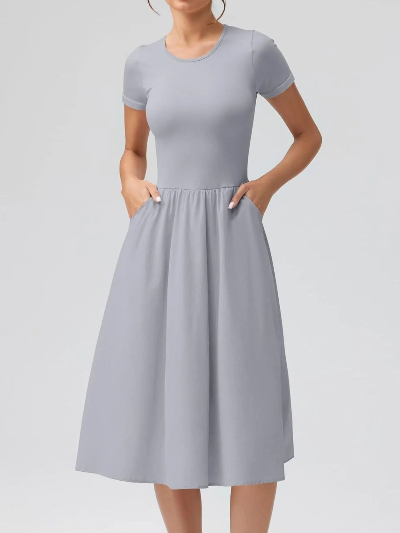 Round Neck Short Sleeve Dress designed for comfort and style at Lookzlike