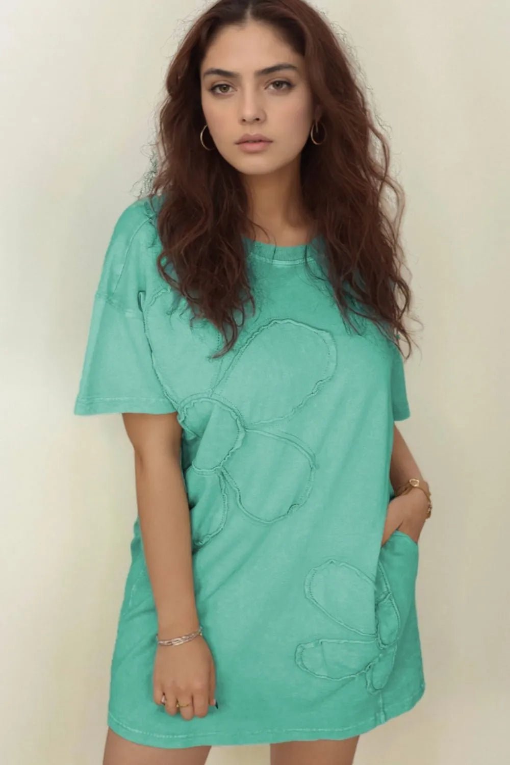 Round Neck Short Sleeve Tee Dress - Lookzlike