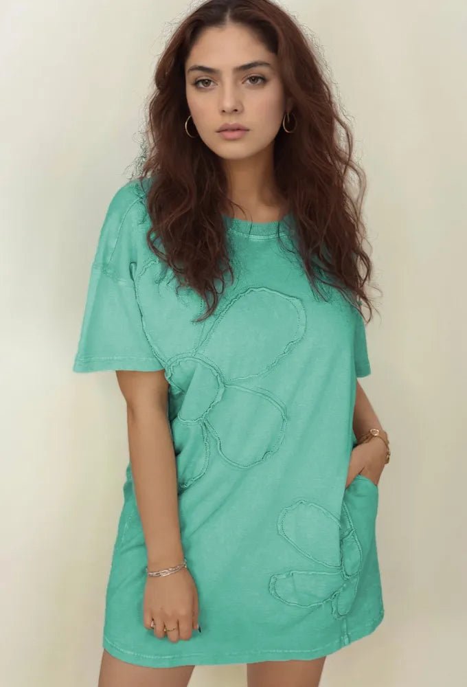 Round Neck Short Sleeve Tee Dress - Lookzlike