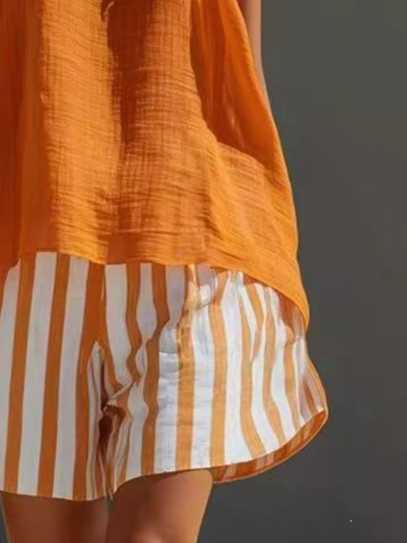 Round Neck Tank and Striped Shorts Set designed for comfort and style at Lookzlike