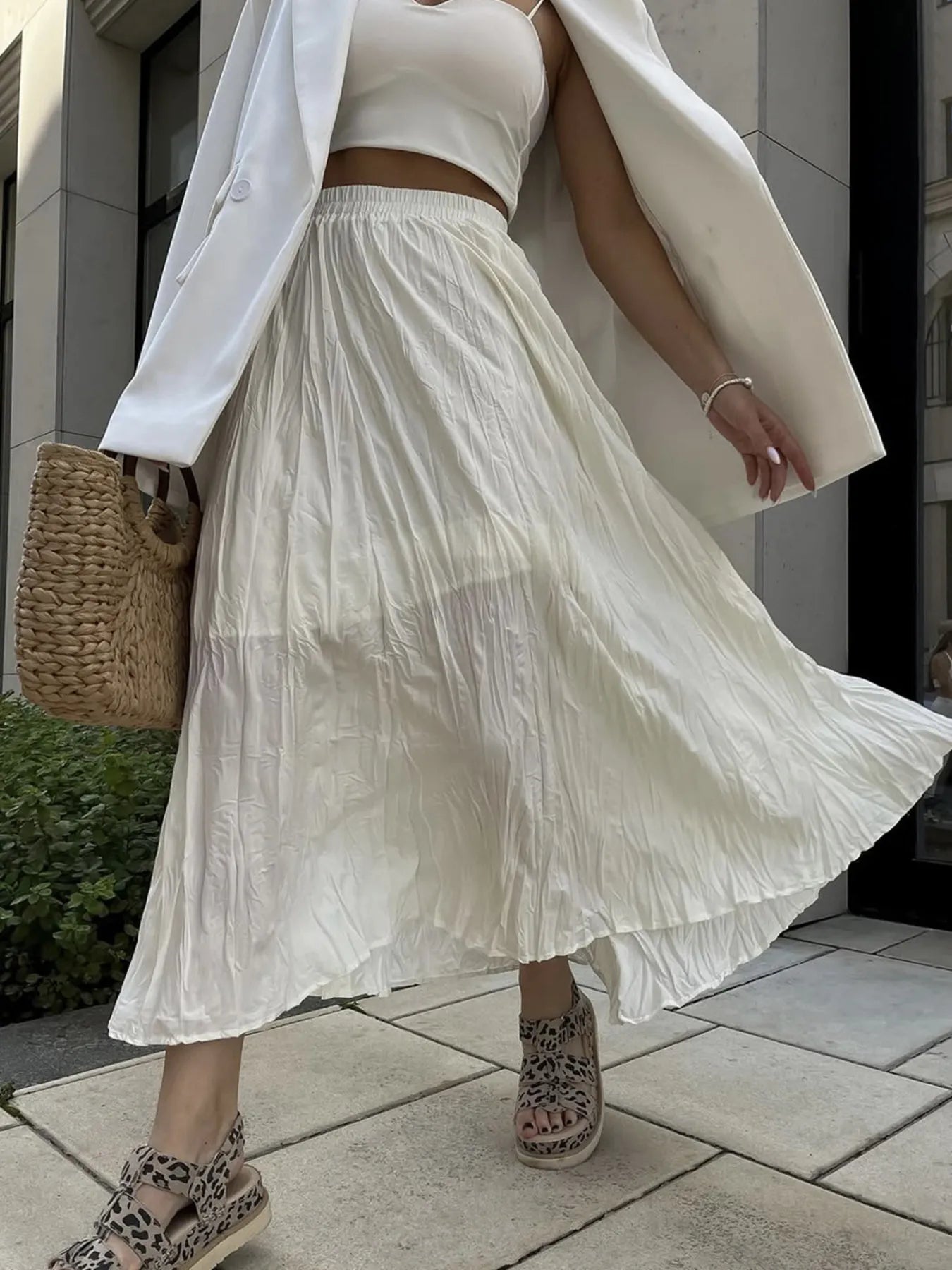 Ruched Elastic Waist Skirt - Lookzlike