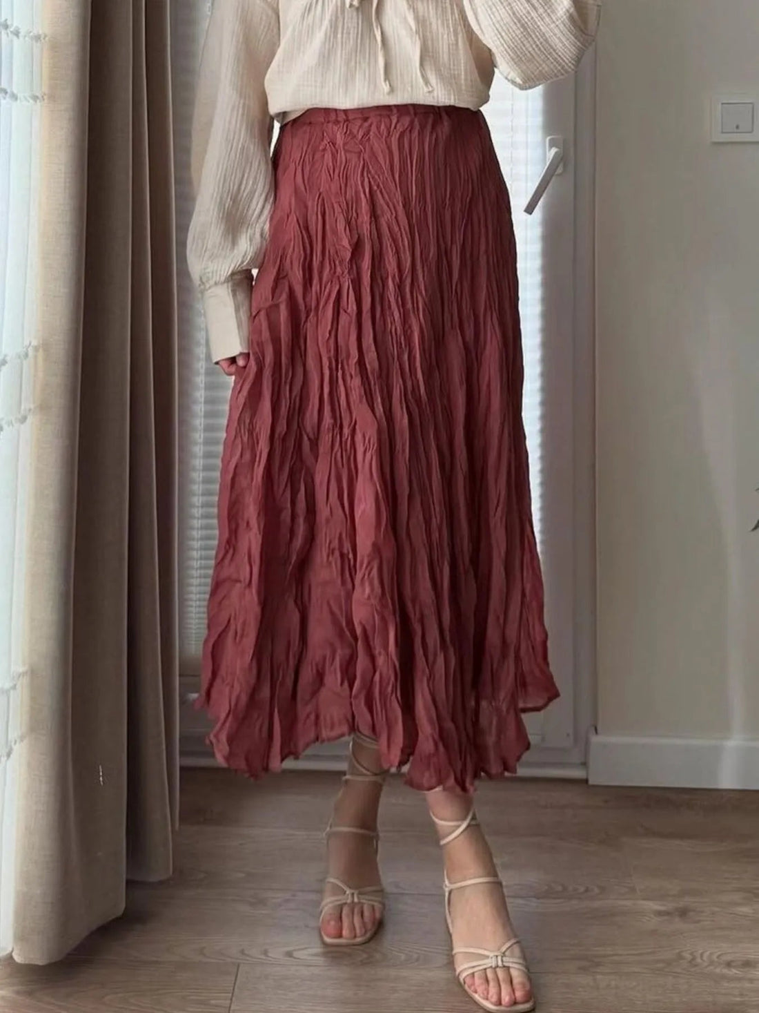 Ruched Elastic Waist Skirt - Lookzlike
