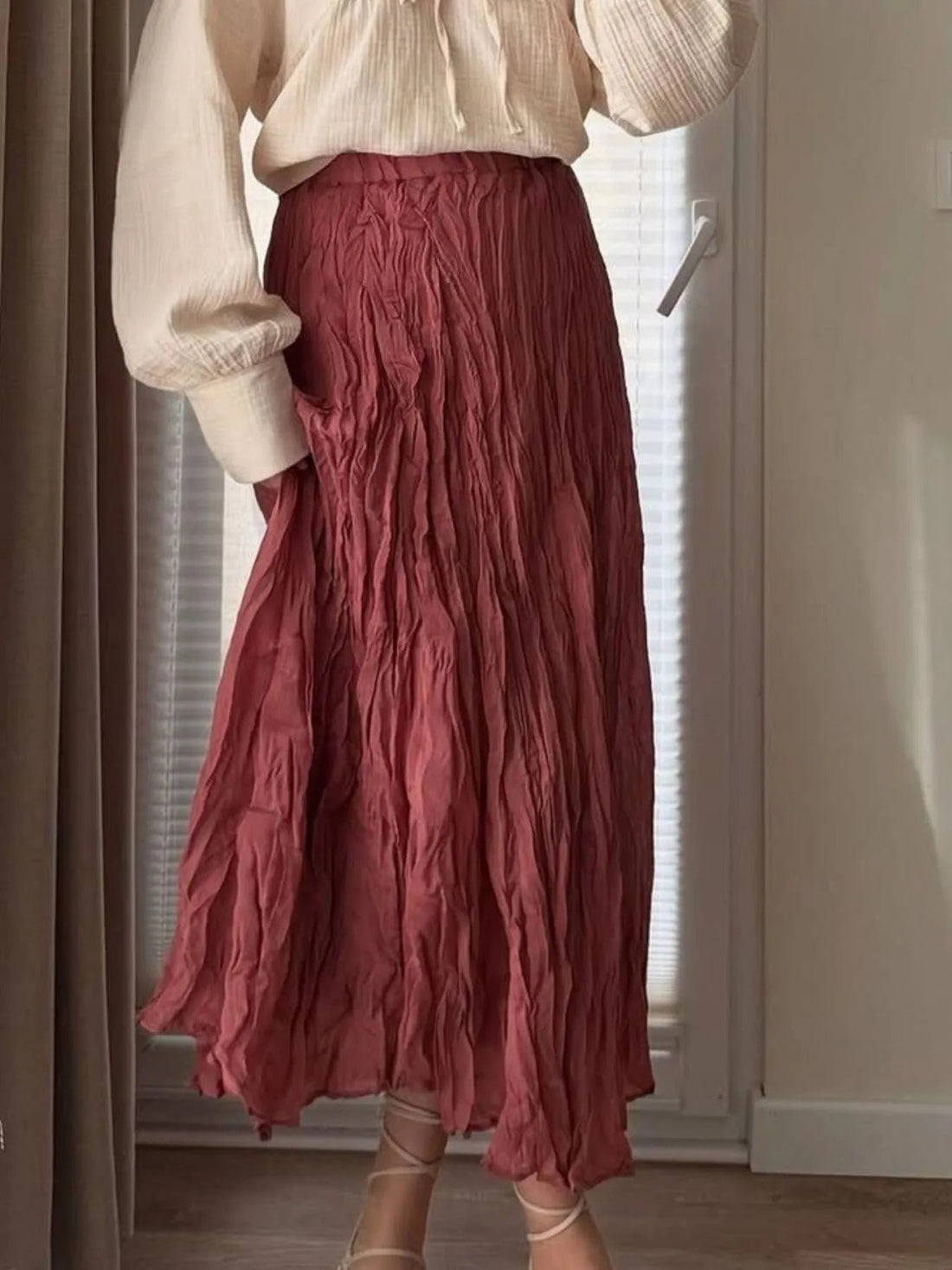 Ruched Elastic Waist Skirt - Lookzlike
