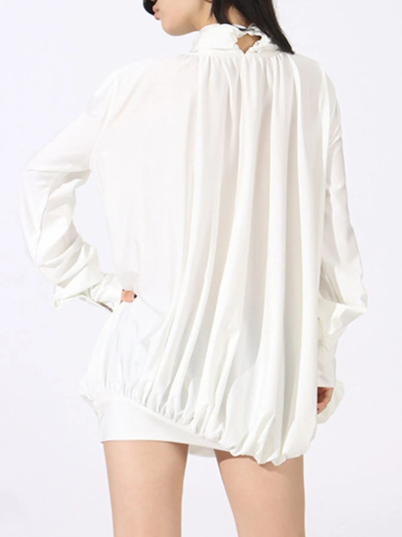 Ruched Long Sleeve Mini Dress designed for comfort and style at Lookzlike