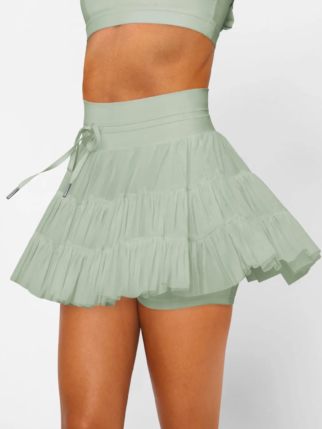 Ruched Mini Skort with Pockets - Lookzlike