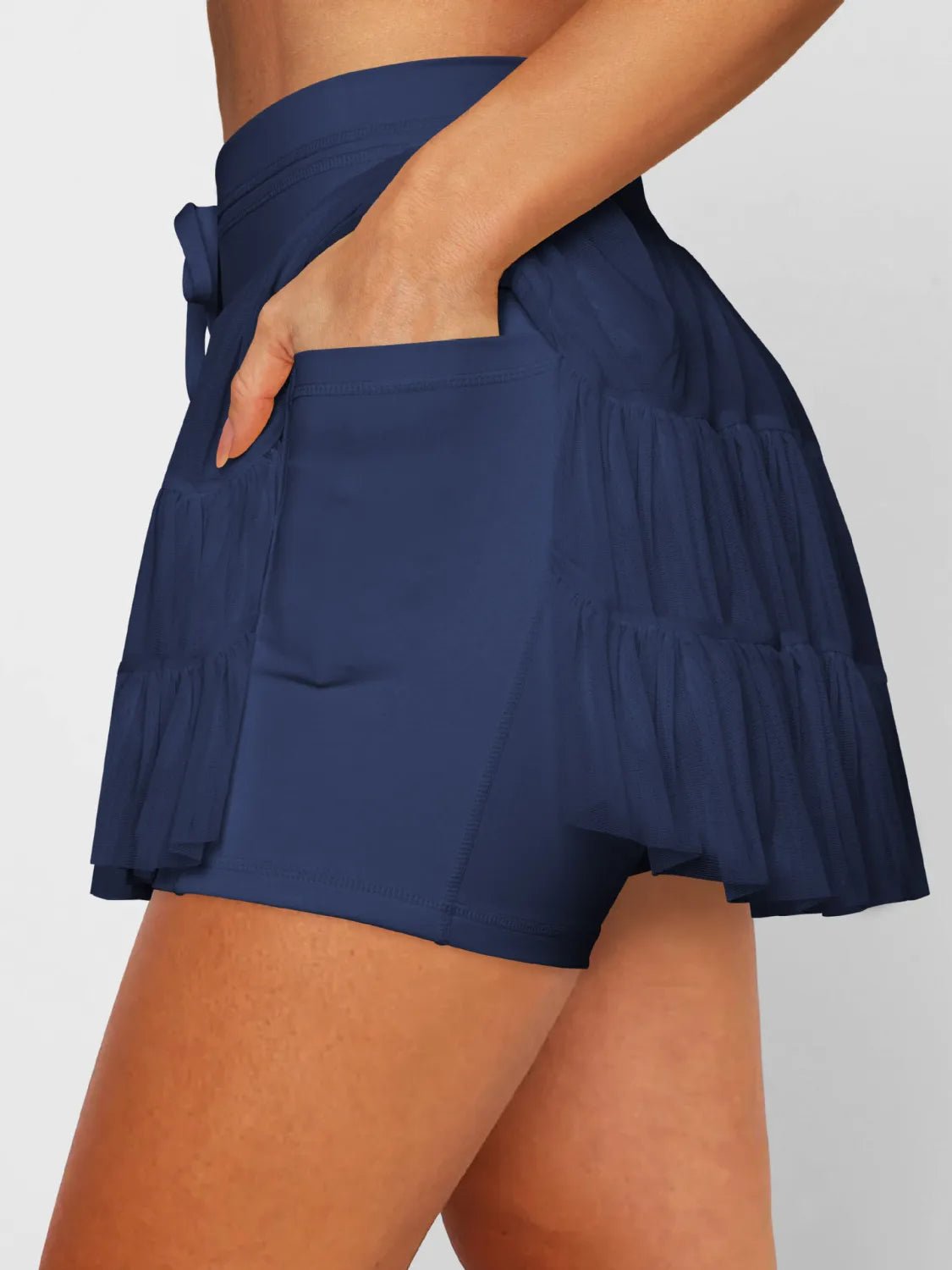 Ruched Mini Skort with Pockets - Lookzlike