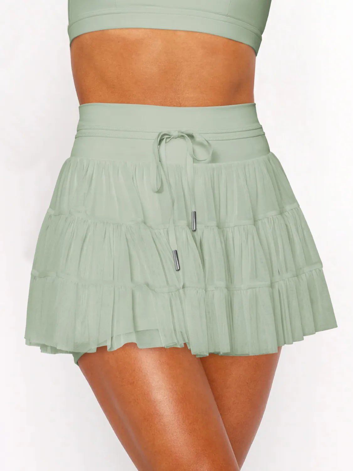 Ruched Mini Skort with Pockets - Lookzlike