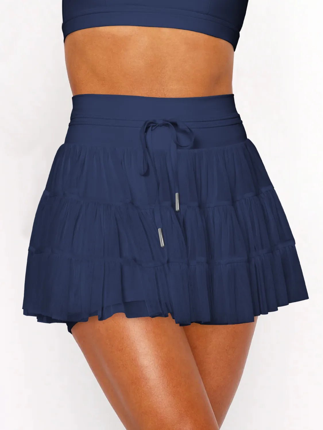 Ruched Mini Skort with Pockets - Lookzlike