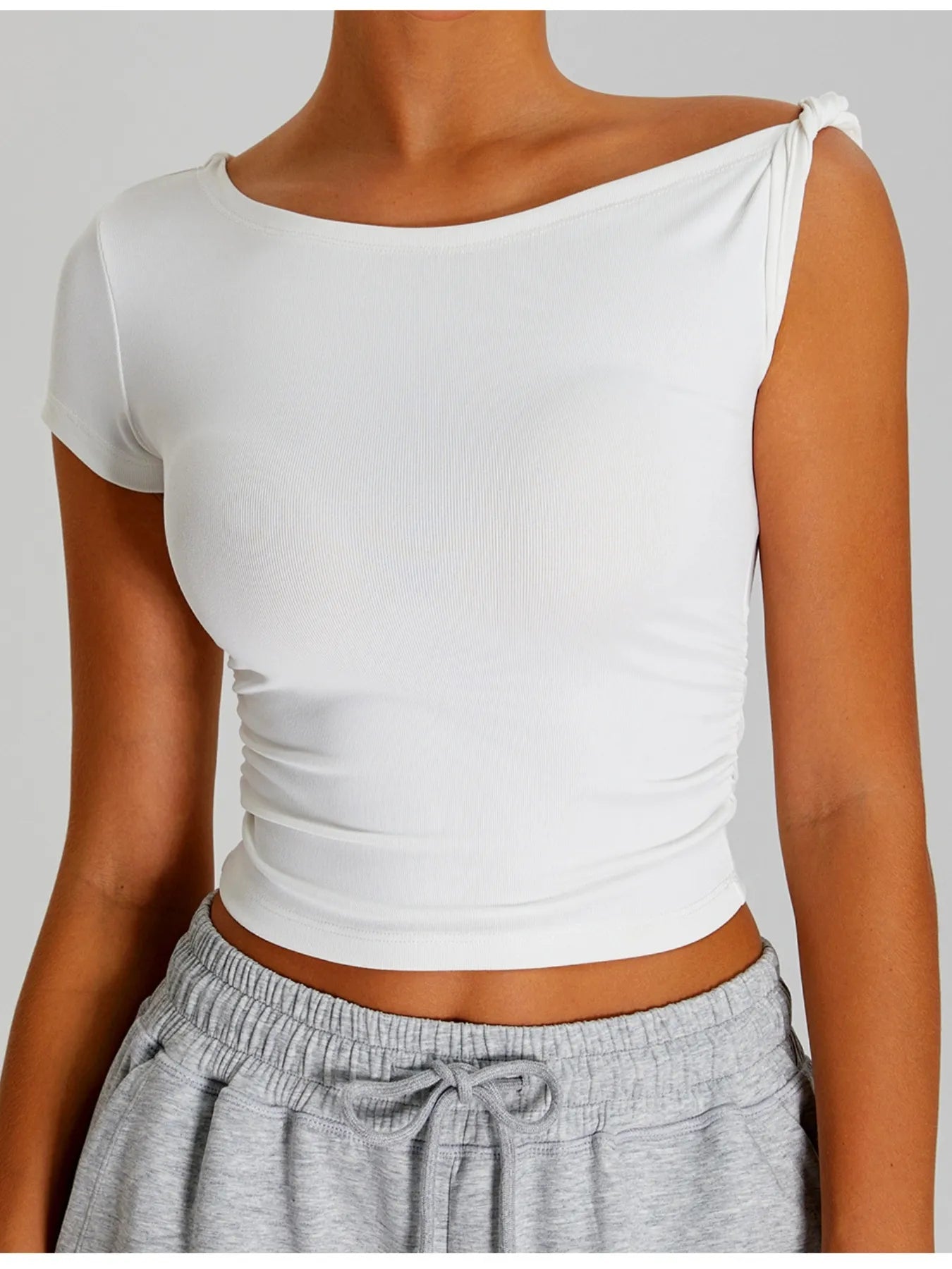 Ruched Side Crop T-Shirt - Lookzlike