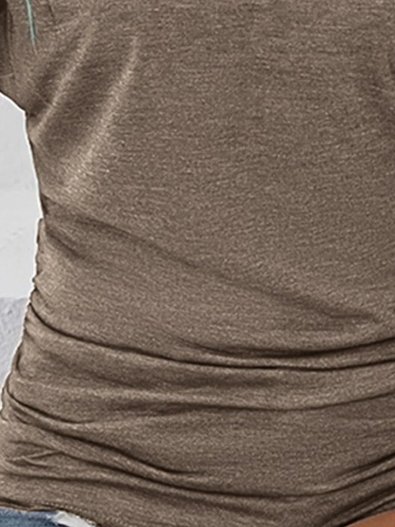 Ruched Side Round Neck T-Shirt - Lookzlike