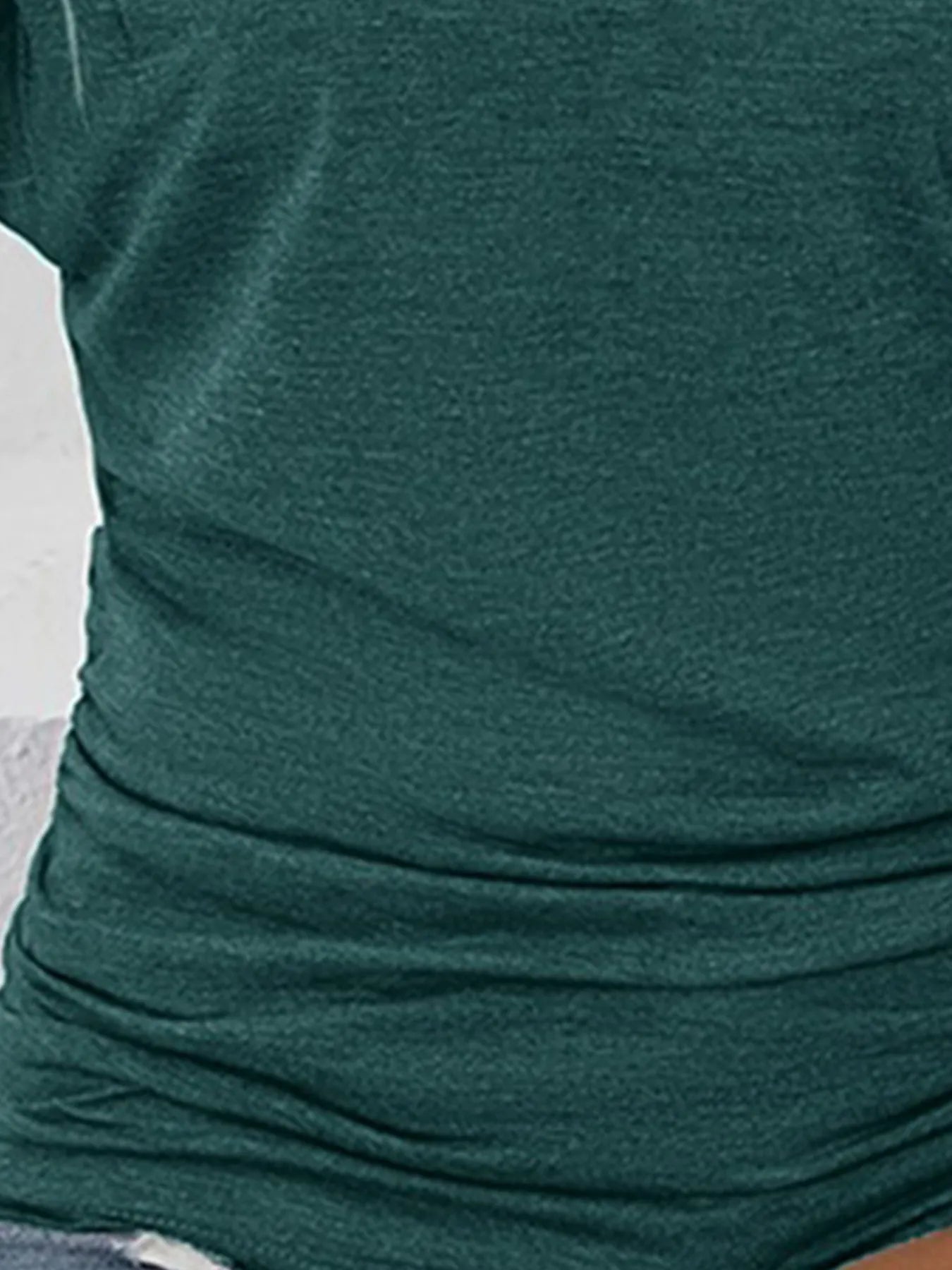 Ruched Side Round Neck T-Shirt - Lookzlike