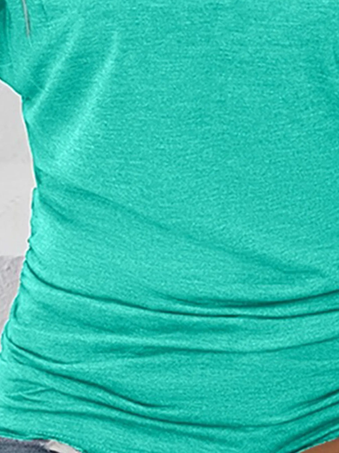 Ruched Side Round Neck T-Shirt - Lookzlike