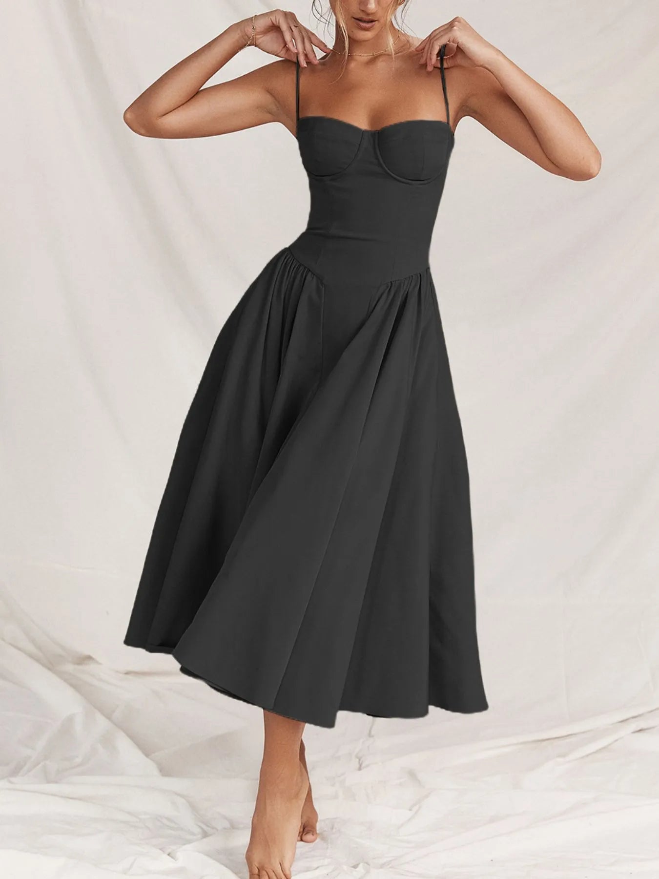 Ruched Sweetheart Neck Cami Dress designed for comfort and style at Lookzlike