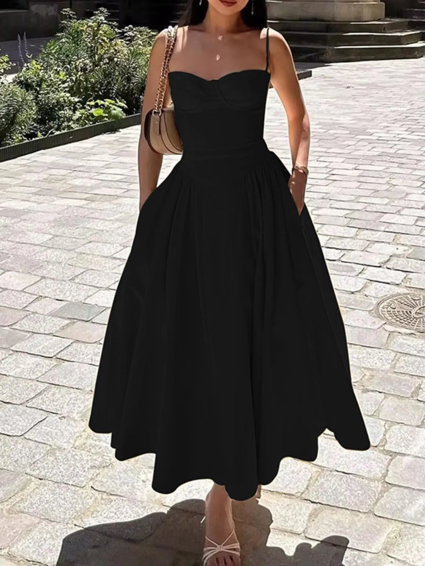 Ruched Sweetheart Neck Cami Dress designed for comfort and style at Lookzlike