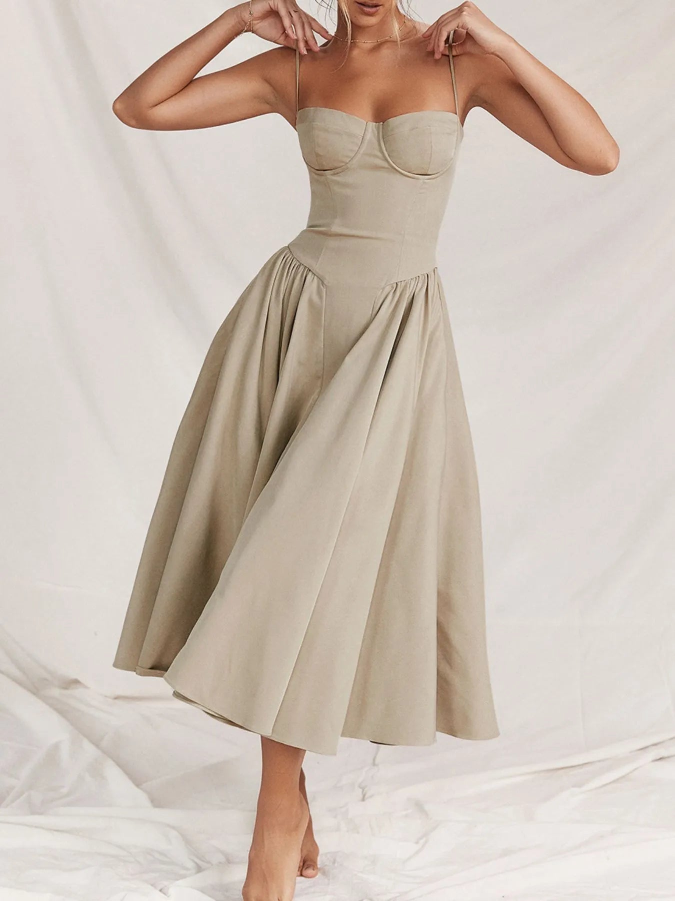 Ruched Sweetheart Neck Cami Dress designed for comfort and style at Lookzlike