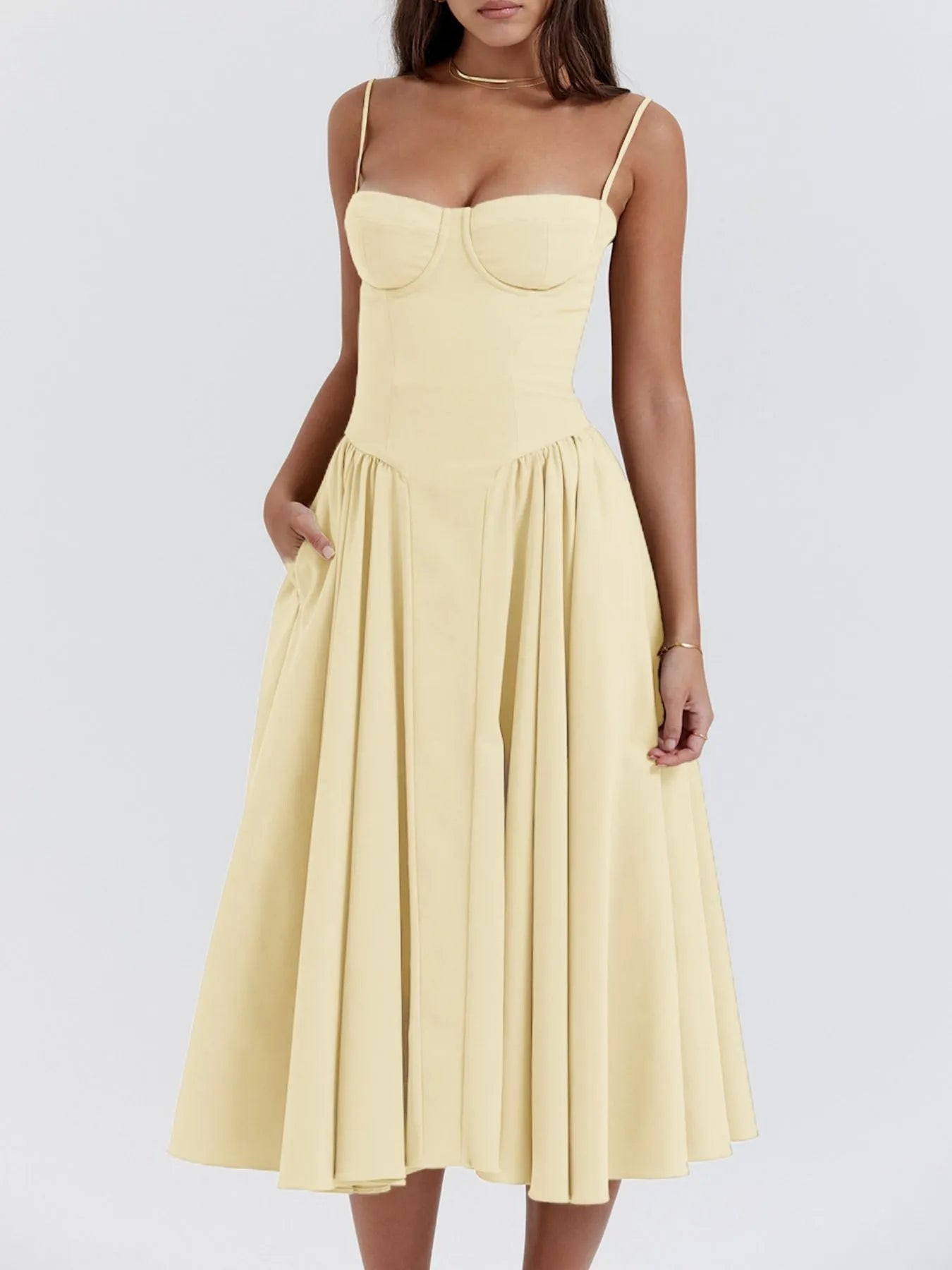 Ruched Sweetheart Neck Cami Dress designed for comfort and style at Lookzlike