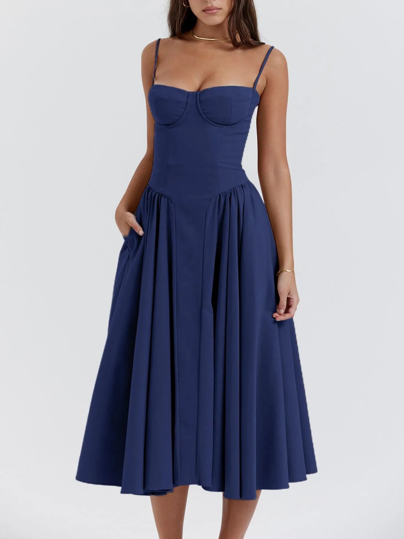 Ruched Sweetheart Neck Cami Dress designed for comfort and style at Lookzlike