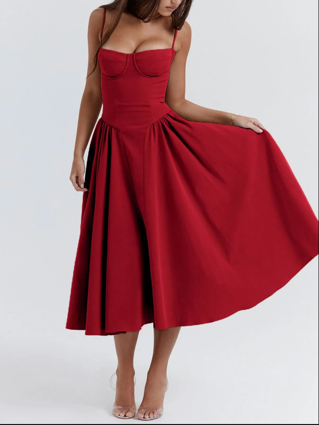 Ruched Sweetheart Neck Cami Dress designed for comfort and style at Lookzlike