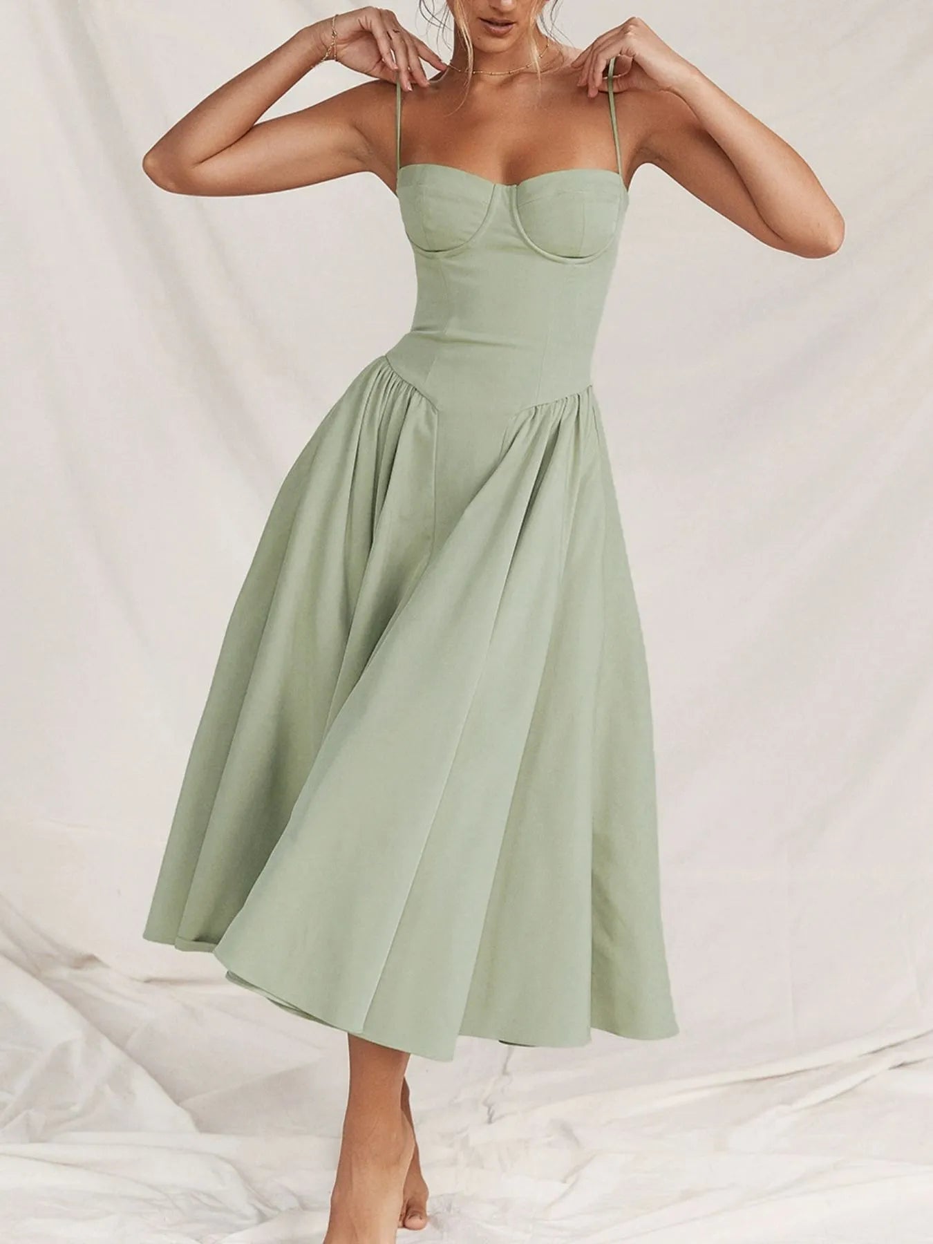 Ruched Sweetheart Neck Cami Dress designed for comfort and style at Lookzlike