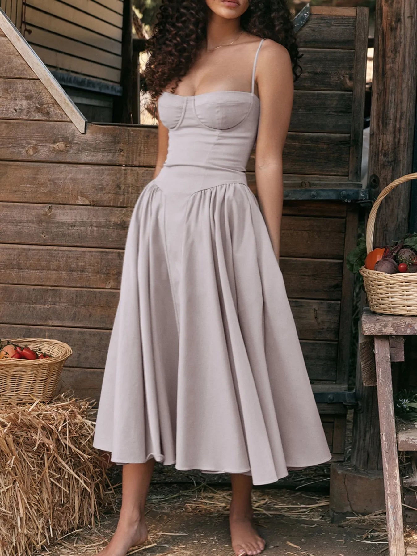 Ruched Sweetheart Neck Cami Dress designed for comfort and style at Lookzlike