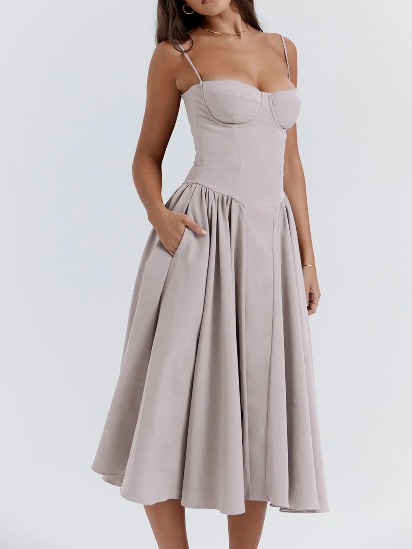 Ruched Sweetheart Neck Cami Dress designed for comfort and style at Lookzlike