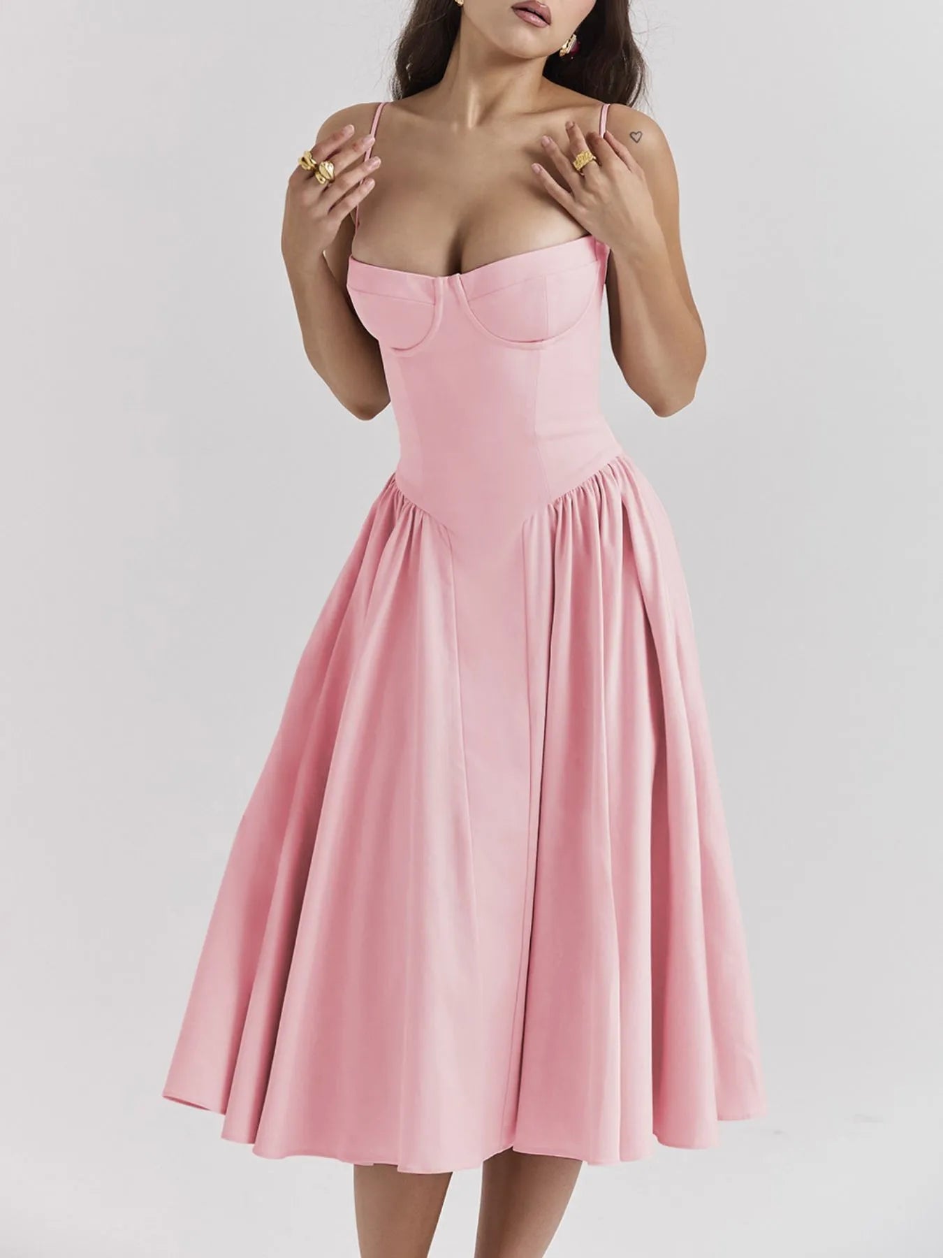Ruched Sweetheart Neck Cami Dress designed for comfort and style at Lookzlike