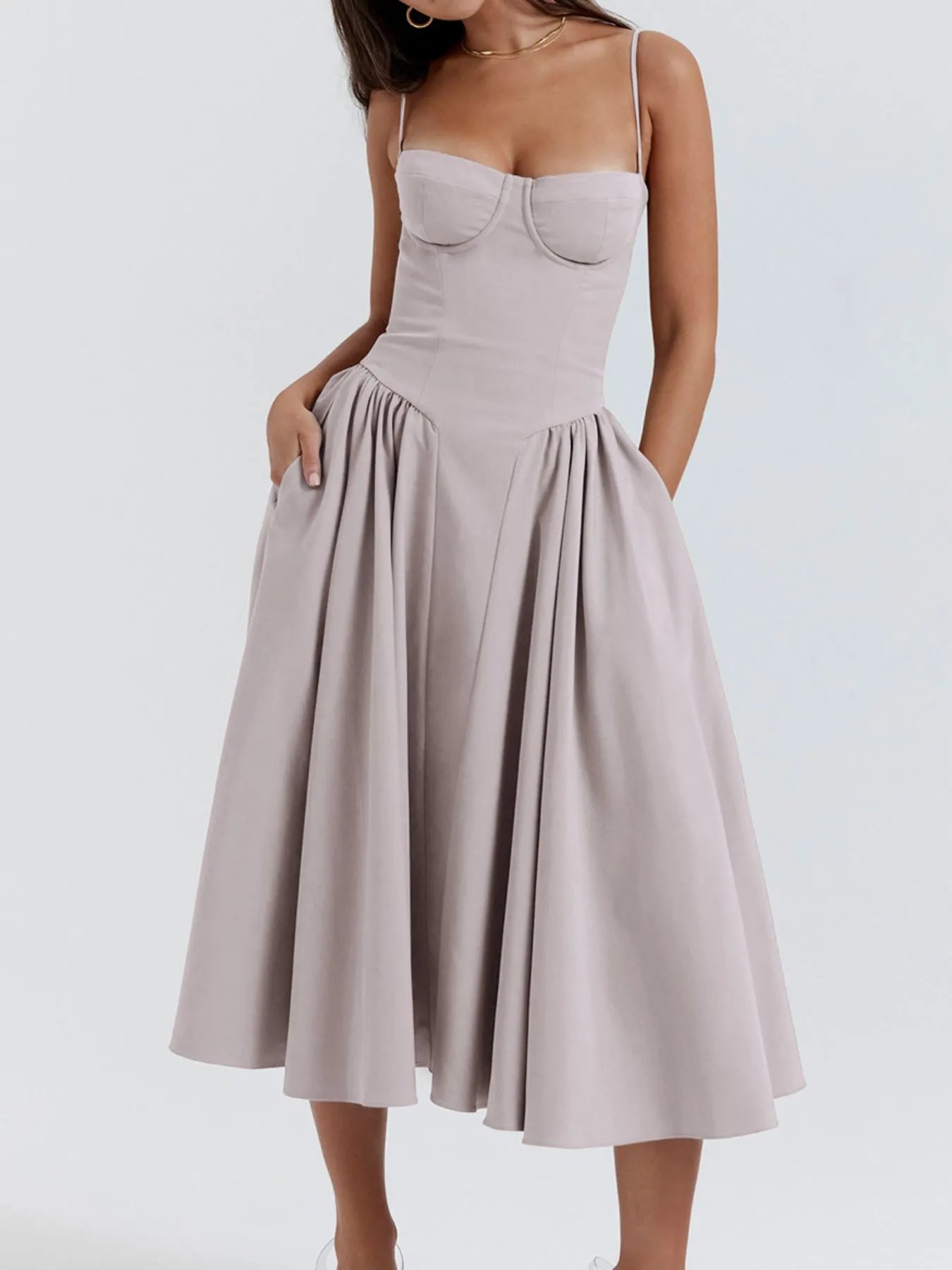Ruched Sweetheart Neck Cami Dress designed for comfort and style at Lookzlike