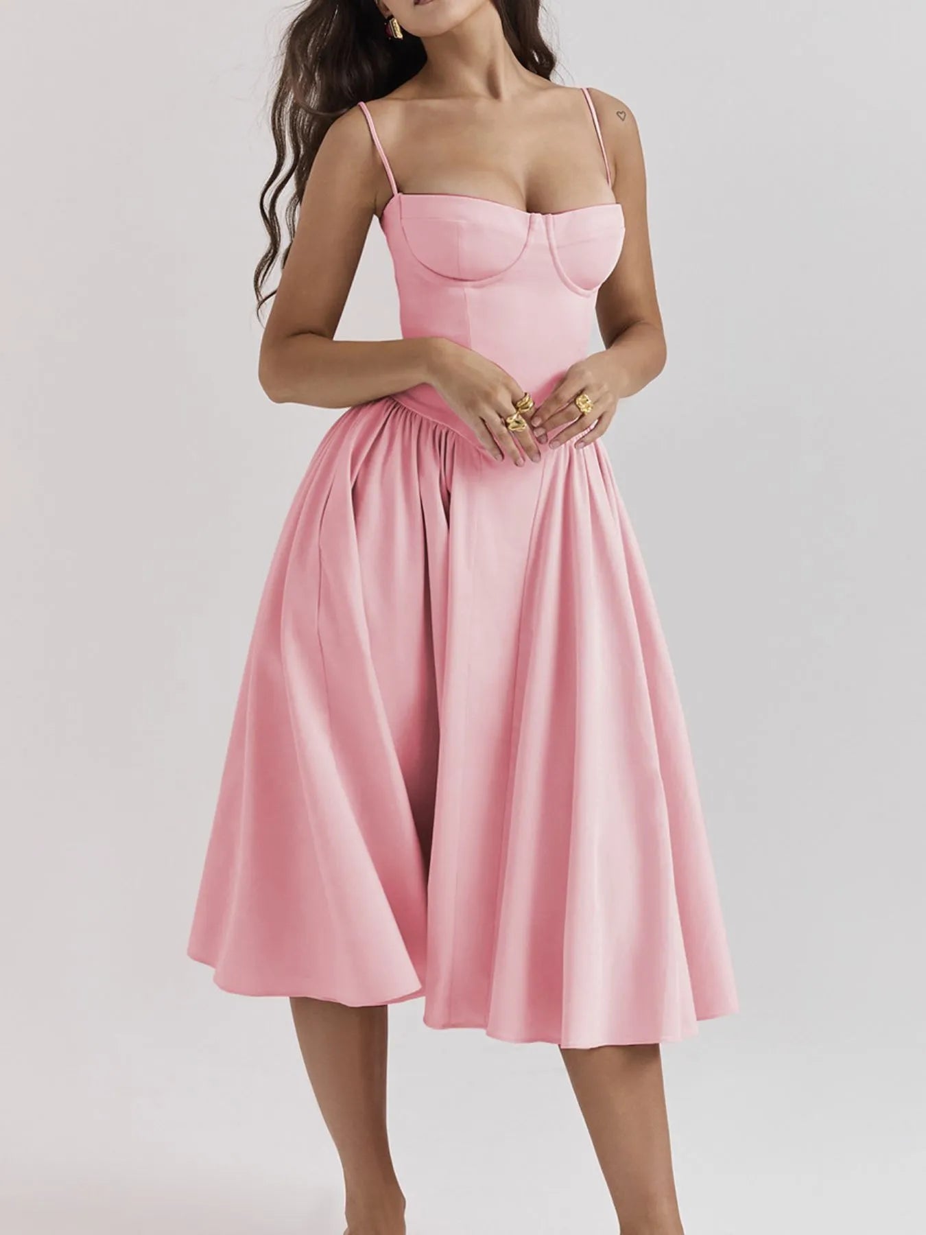Ruched Sweetheart Neck Cami Dress designed for comfort and style at Lookzlike
