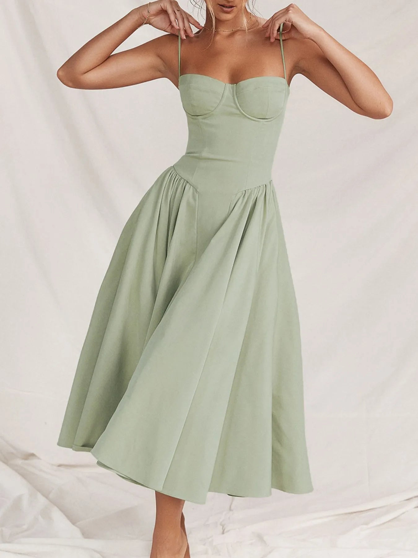 Ruched Sweetheart Neck Cami Dress designed for comfort and style at Lookzlike