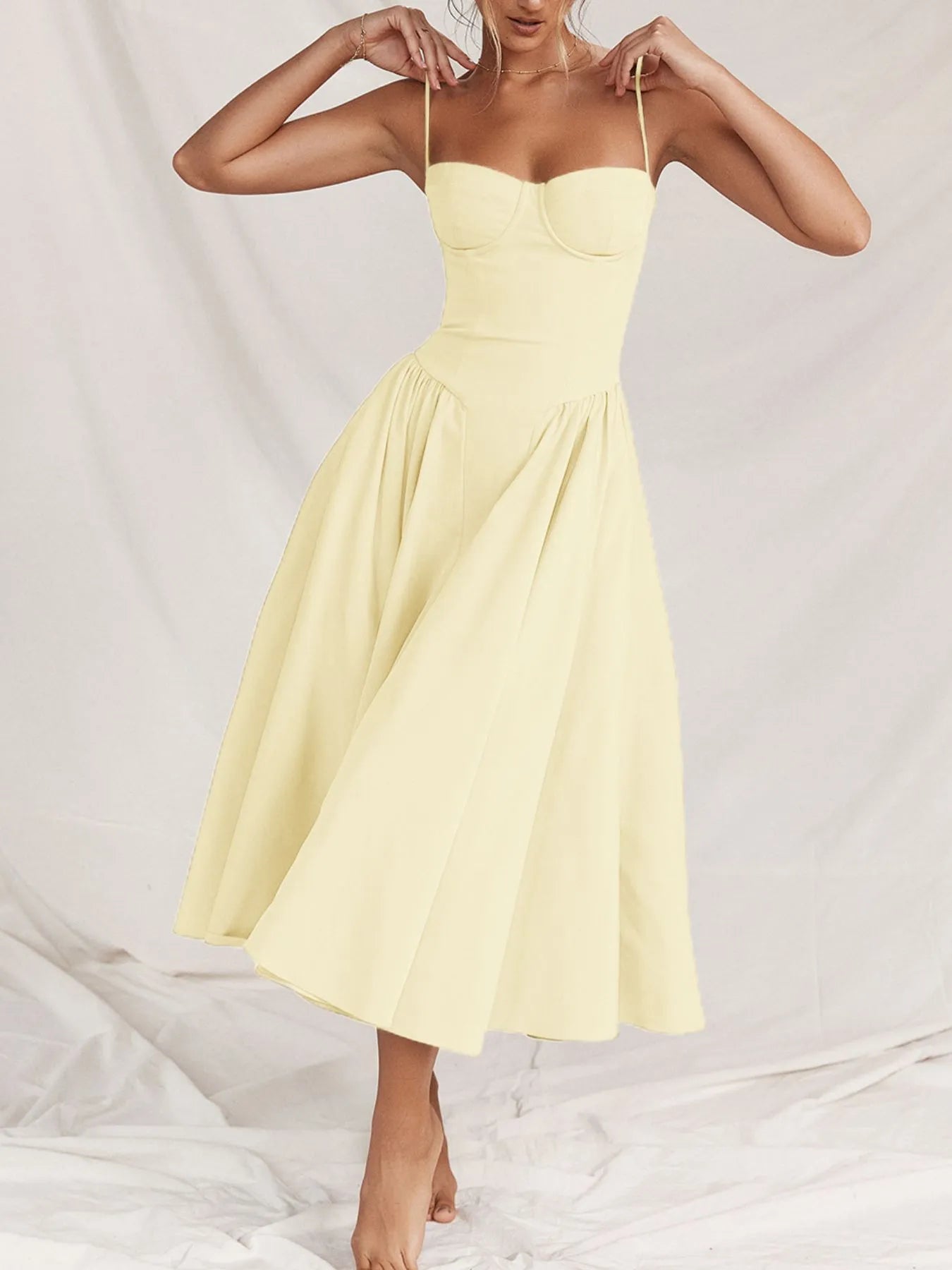 Ruched Sweetheart Neck Cami Dress designed for comfort and style at Lookzlike
