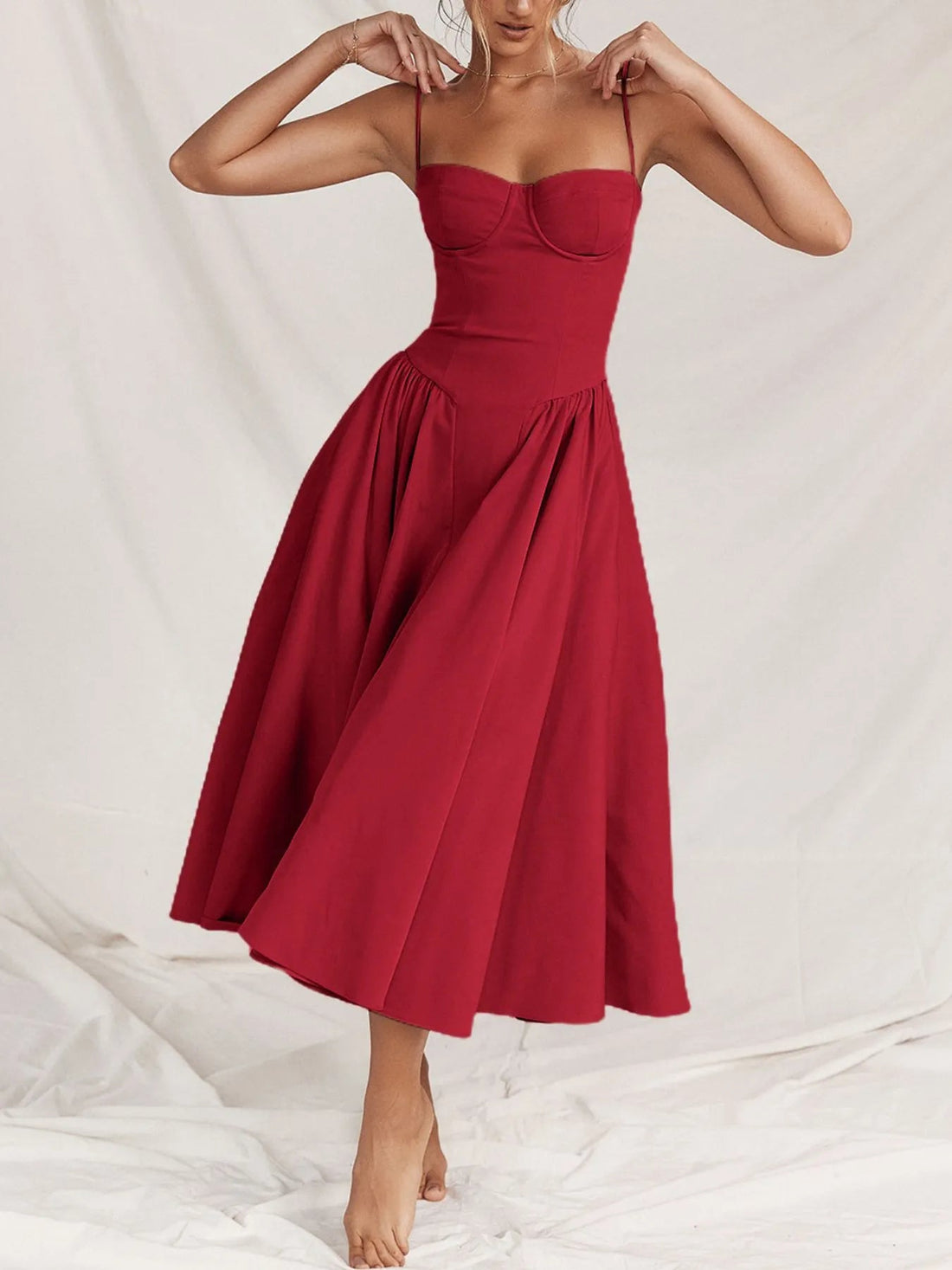Ruched Sweetheart Neck Cami Dress designed for comfort and style at Lookzlike