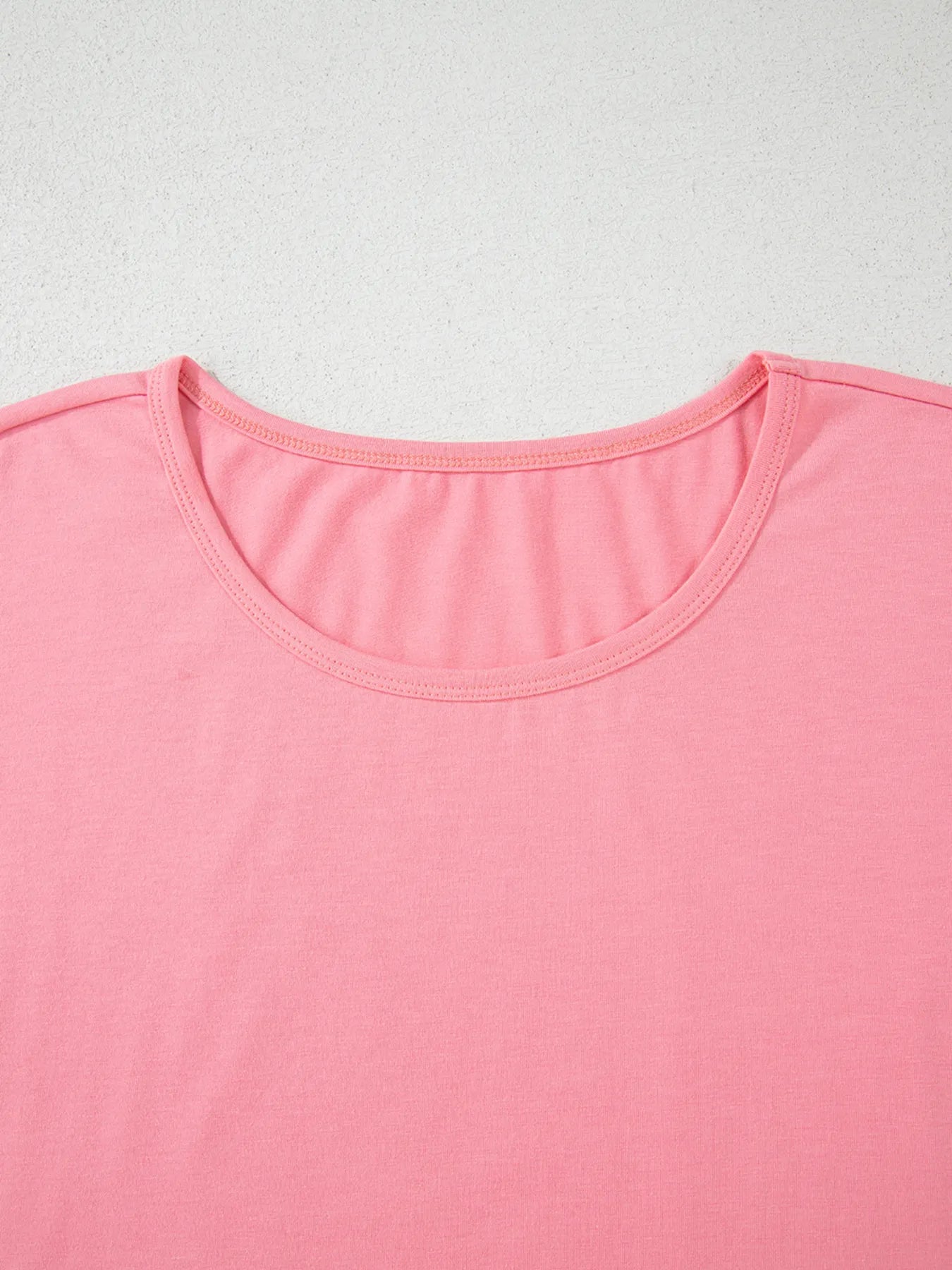 Ruffle Hem Round Neck Relaxed T-Shirt - Lookzlike
