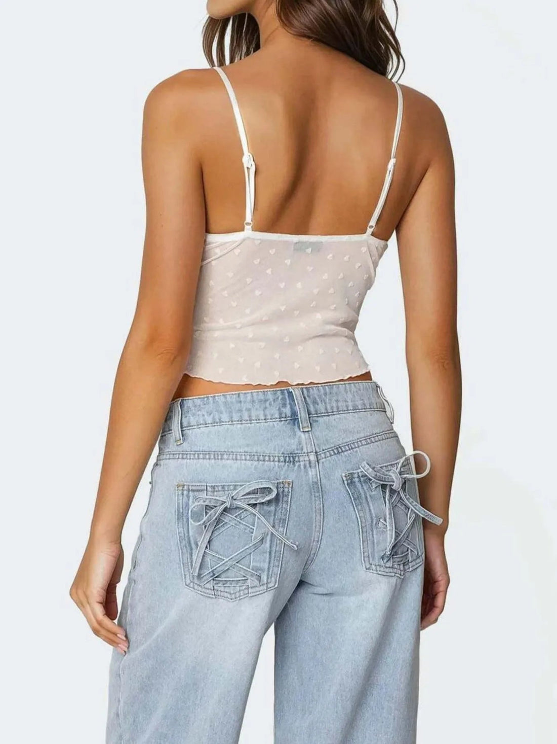 Ruffle Trim Swiss Dot Cami Top - Lookzlike