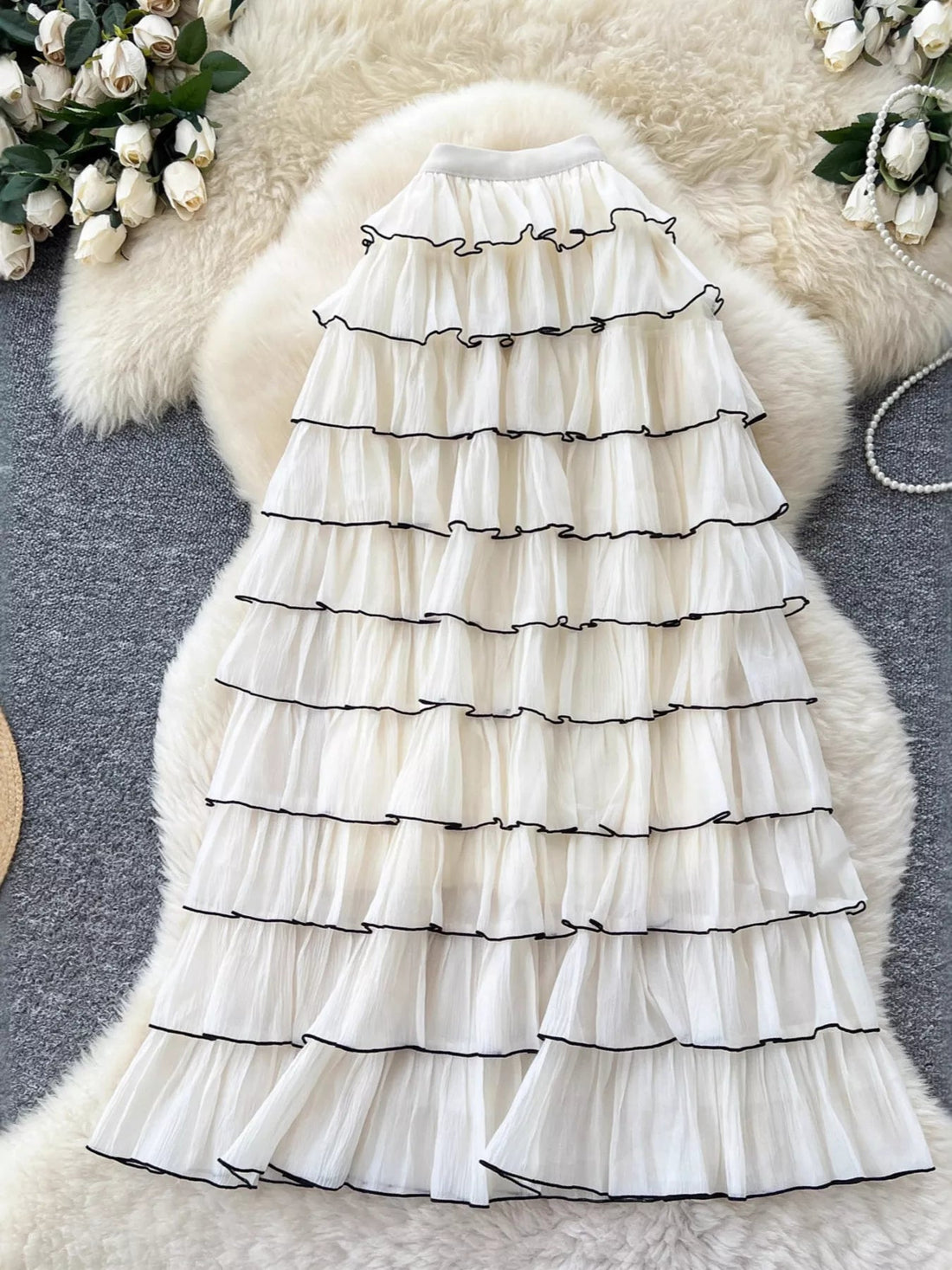 Ruffled Contrast Trim Skirt designed for comfort and style at Lookzlike