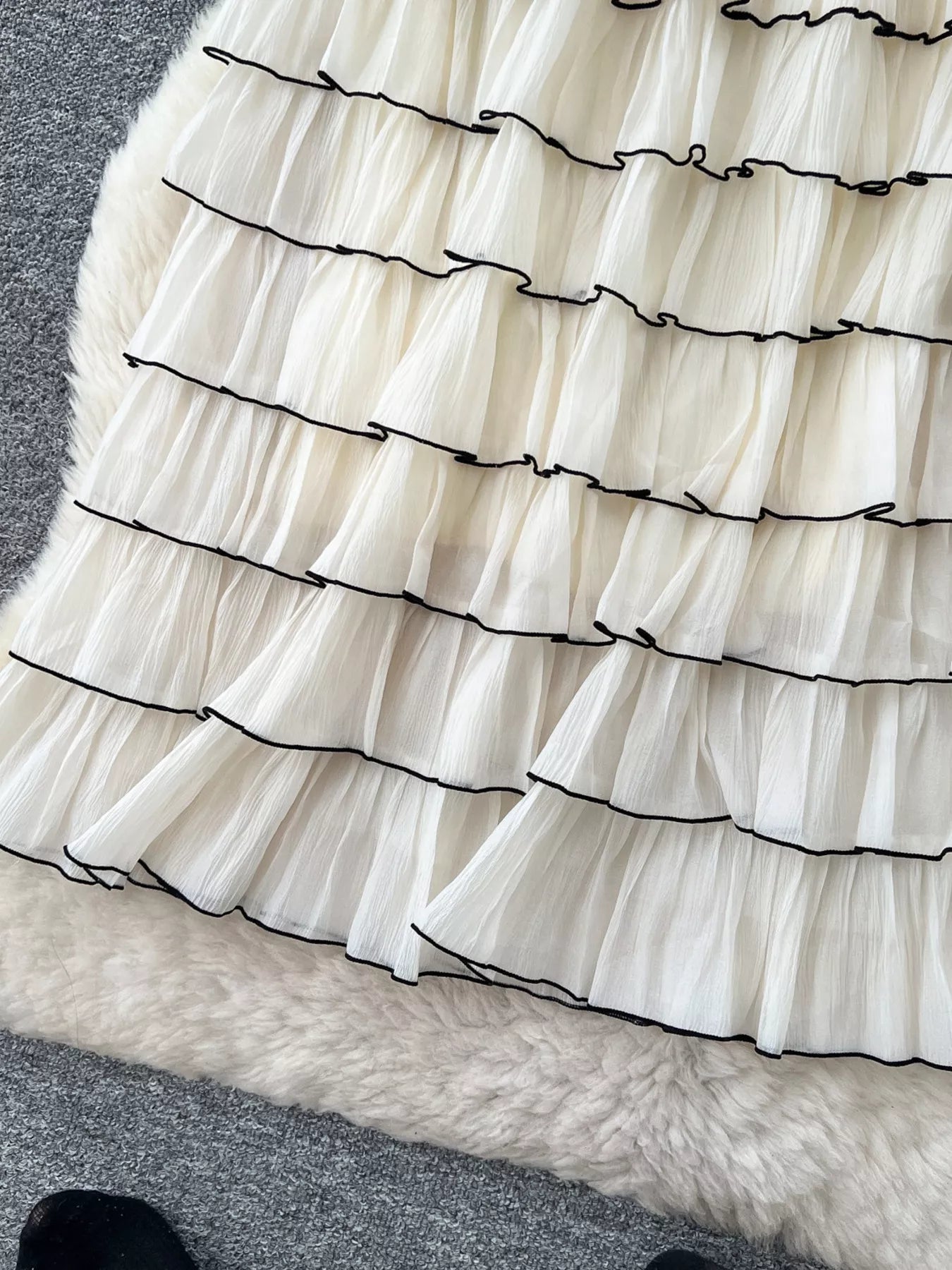 Ruffled Contrast Trim Skirt designed for comfort and style at Lookzlike