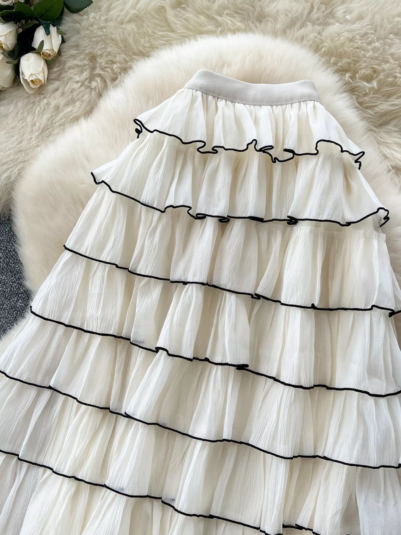 Ruffled Contrast Trim Skirt designed for comfort and style at Lookzlike