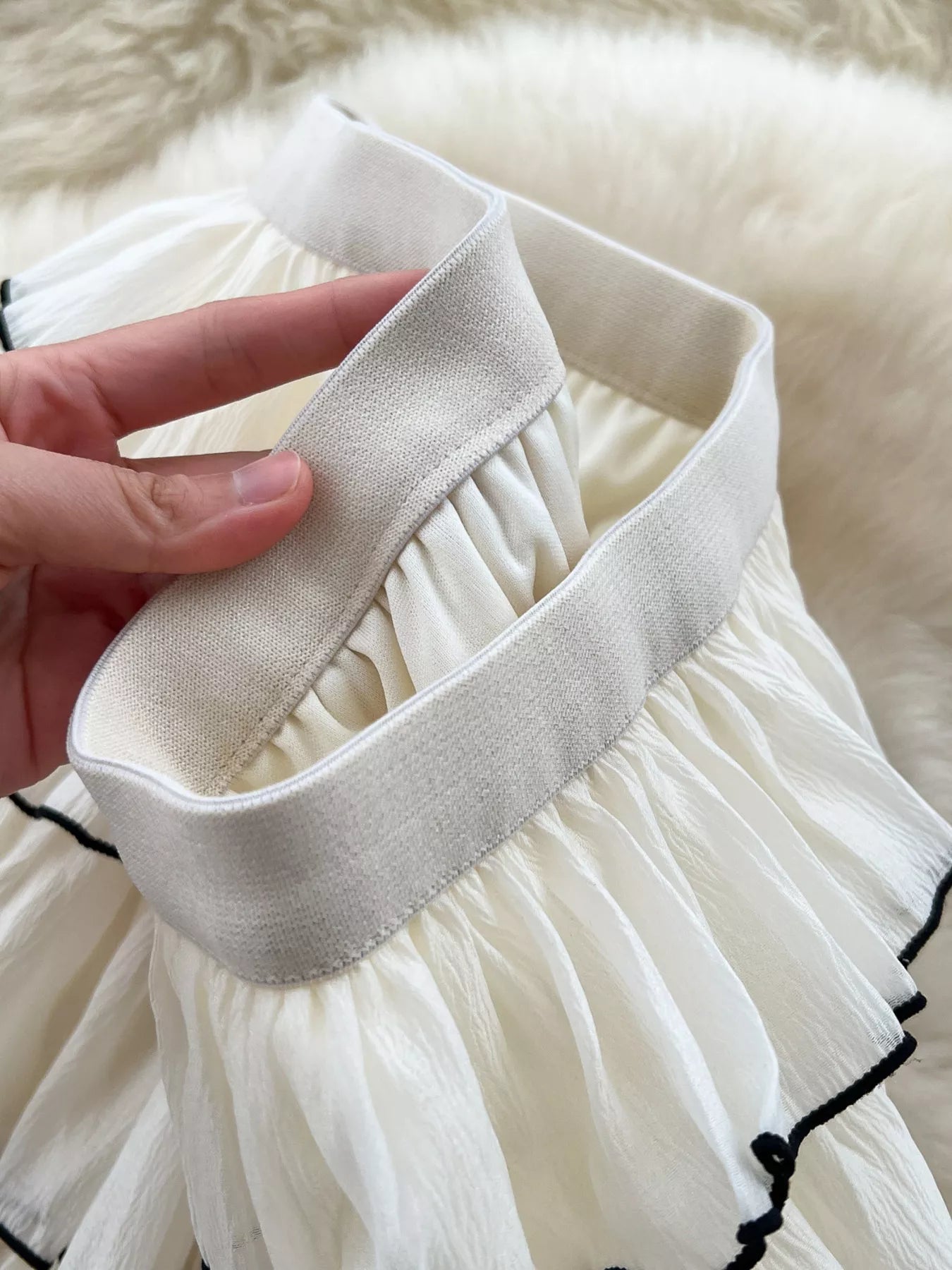 Ruffled Contrast Trim Skirt designed for comfort and style at Lookzlike