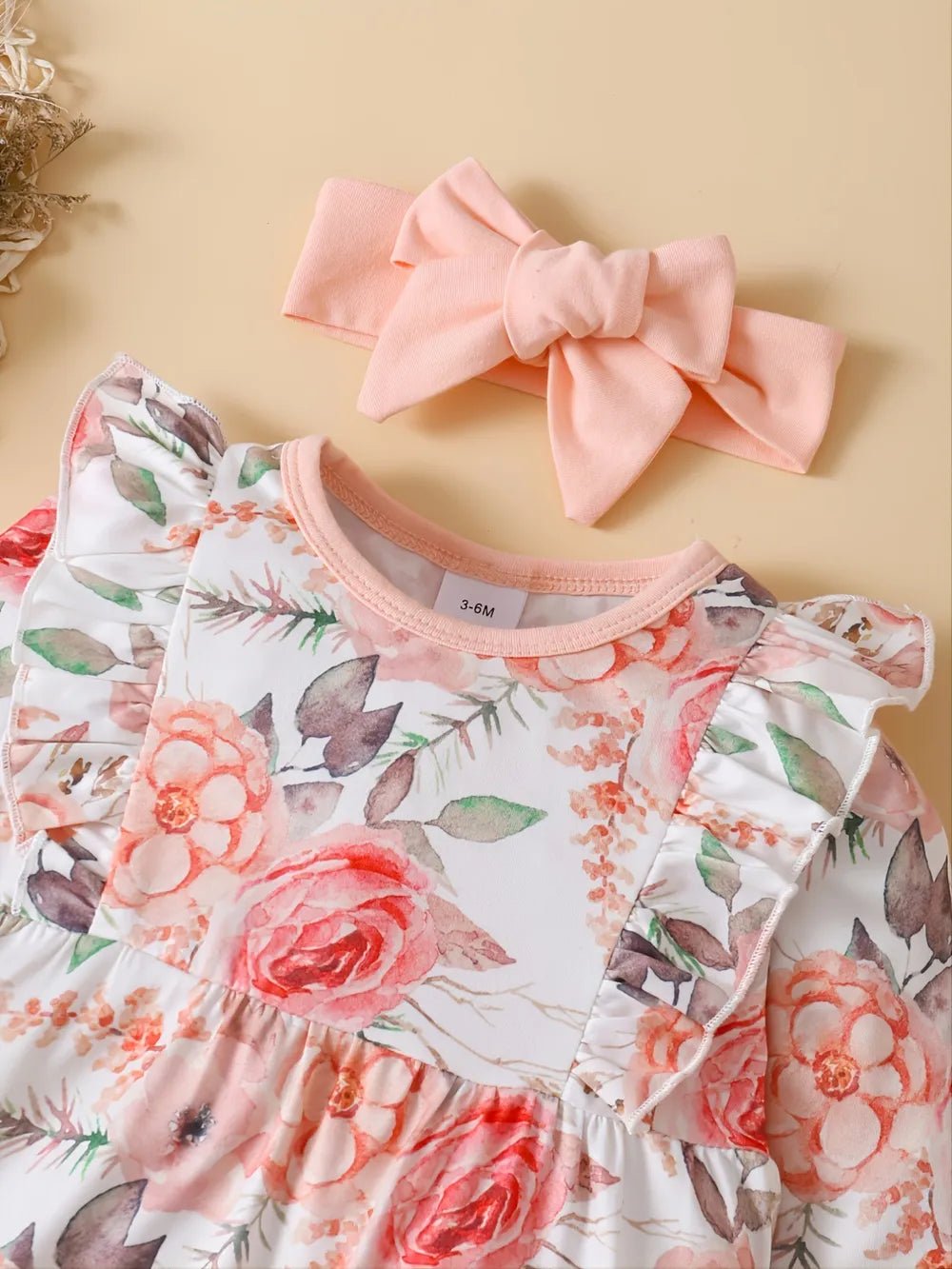 Ruffled Floral Round Neck Jumpsuit with Headband designed for comfort and style at Lookzlike